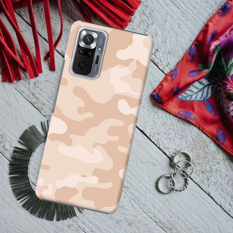 Cream and White Camouflage Printed Slim Cases and Cover for Redmi Note 10 Pro