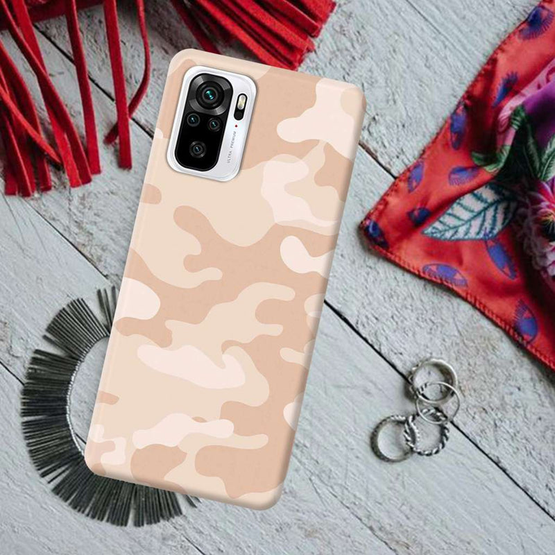 Cream and White Camouflage Printed Slim Cases and Cover for Redmi Note 10