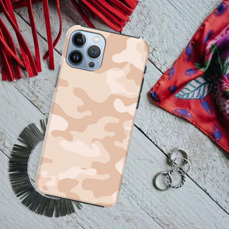 Cream and White Camouflage Printed Slim Cases and Cover for iPhone 13 Pro