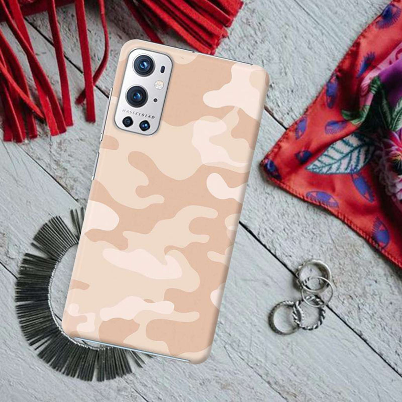 Cream and White Camouflage Printed Slim Cases and Cover for OnePlus 9R