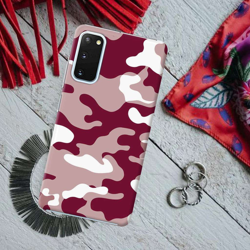 Maroon and White Camouflage Printed Slim Cases and Cover for Galaxy S20 Plus