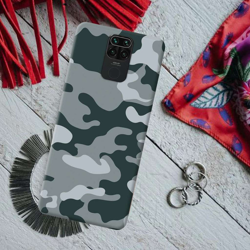 Olive Green and White Camouflage Printed Slim Cases and Cover for Redmi Note 9
