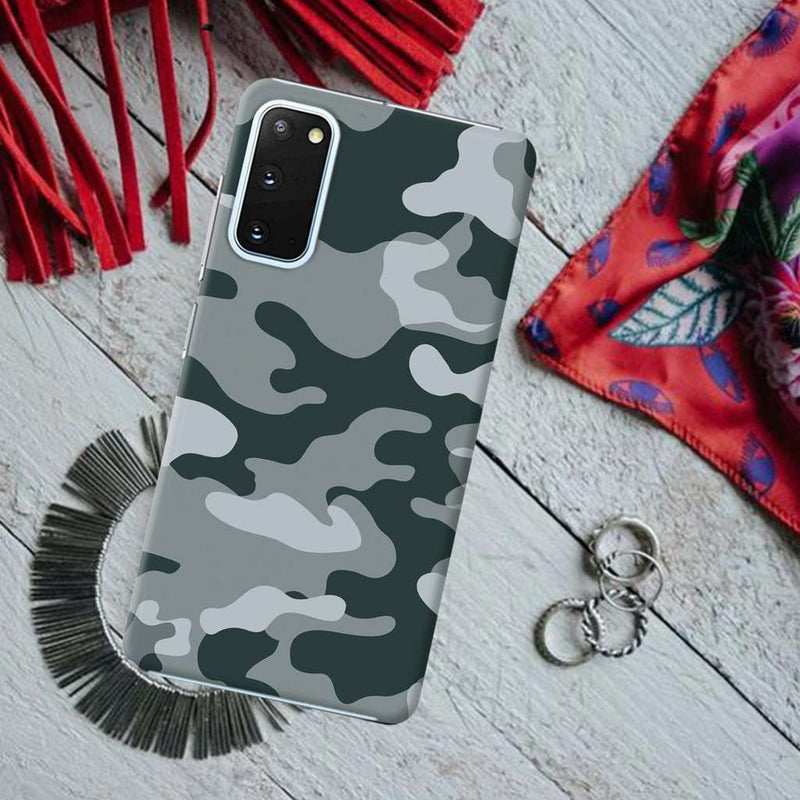 Olive Green and White Camouflage Printed Slim Cases and Cover for Galaxy S20 Plus