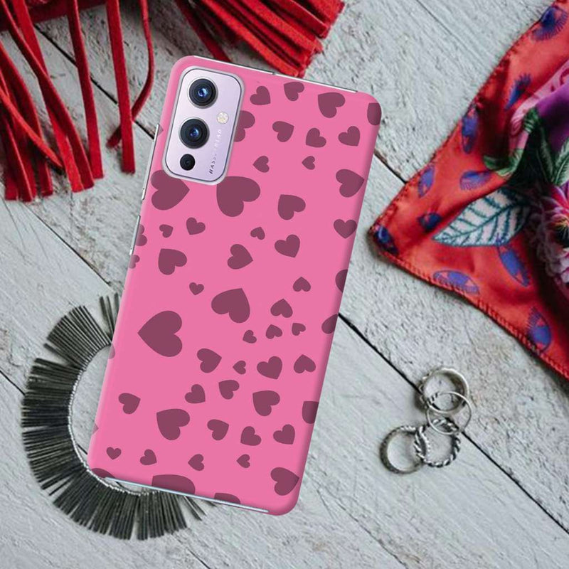 Pink Hearts Printed Slim Cases and Cover for OnePlus 9