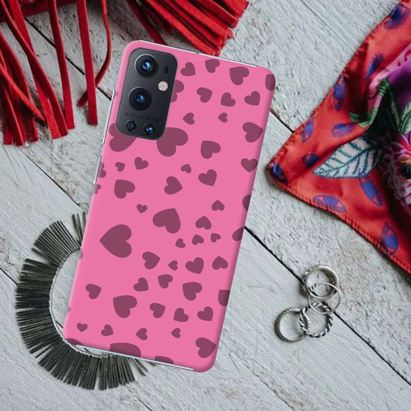 Pink Hearts Printed Slim Cases and Cover for OnePlus 9 Pro