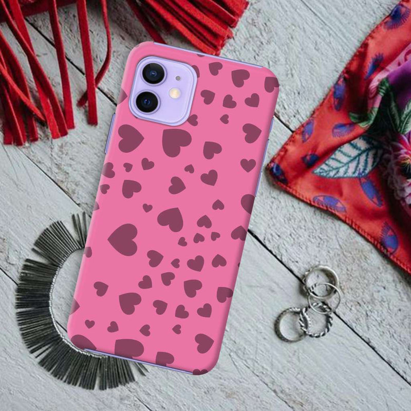 Pink Hearts Printed Slim Cases and Cover for iPhone 12 Mini