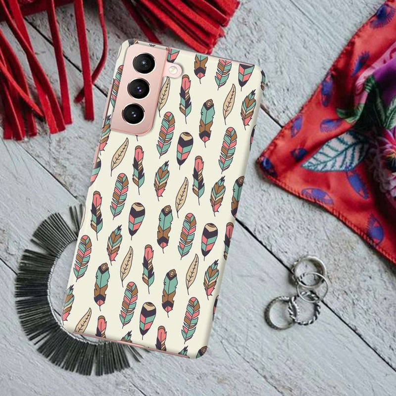 Feather pattern Printed Slim Cases and Cover for Galaxy S21