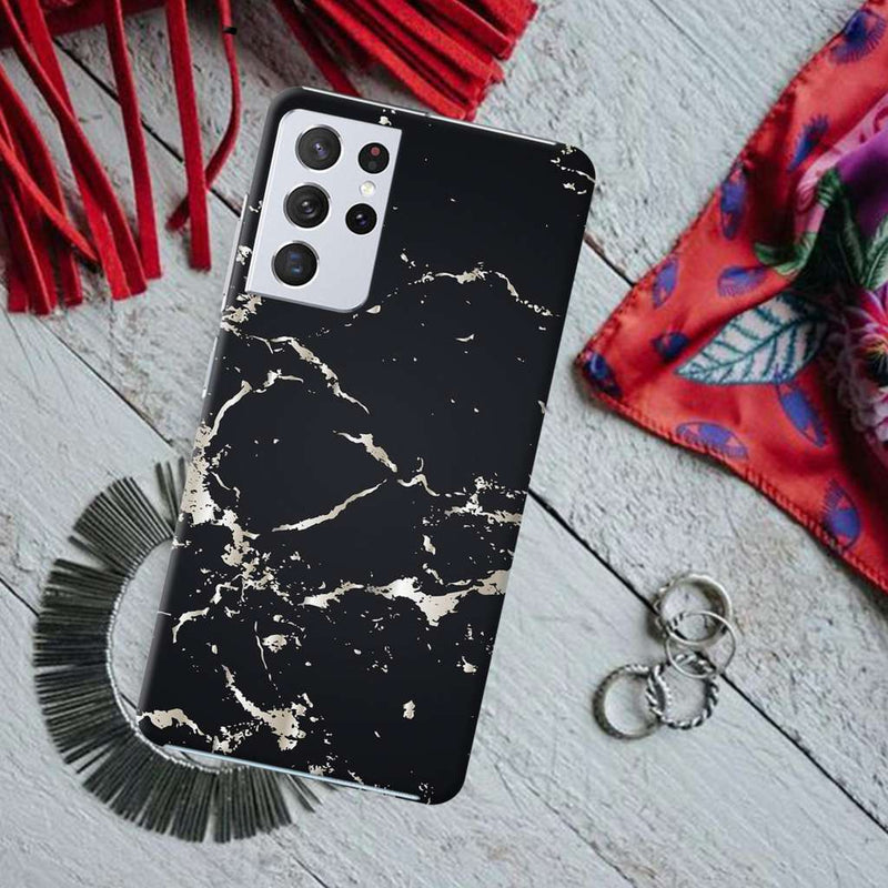 Dark Marble Printed Slim Cases and Cover for Galaxy S21 Ultra