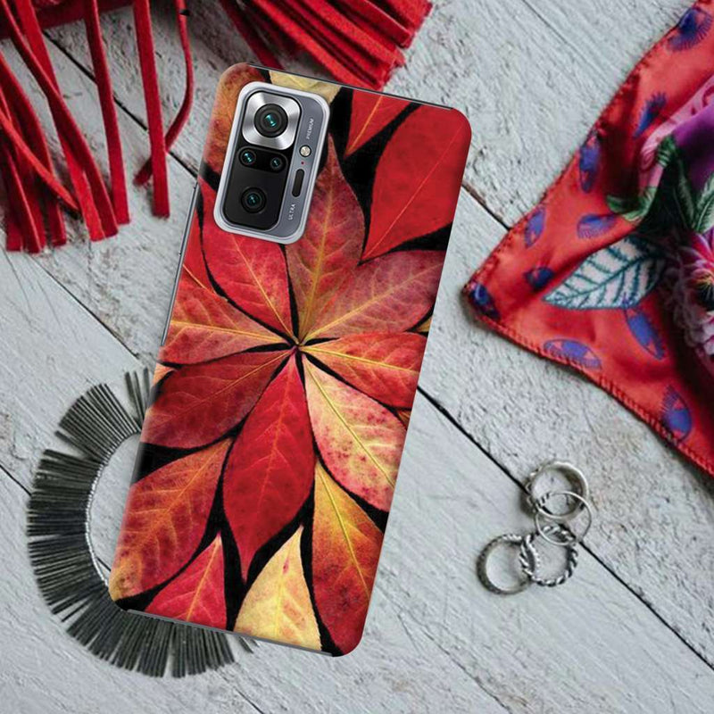Red Leaf Printed Slim Cases and Cover for Redmi Note 10 Pro