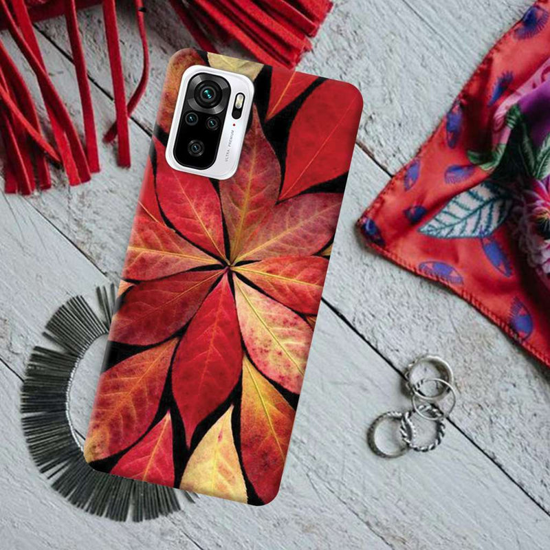 Red Leaf Printed Slim Cases and Cover for Redmi Note 10