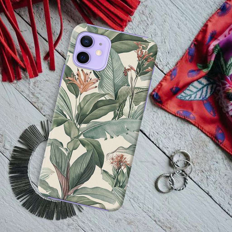 Green Leafs Printed Slim Cases and Cover for iPhone 12 Mini