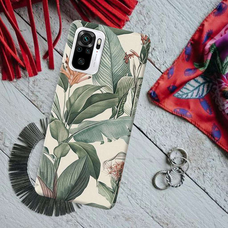 Green Leafs Printed Slim Cases and Cover for Redmi Note 10
