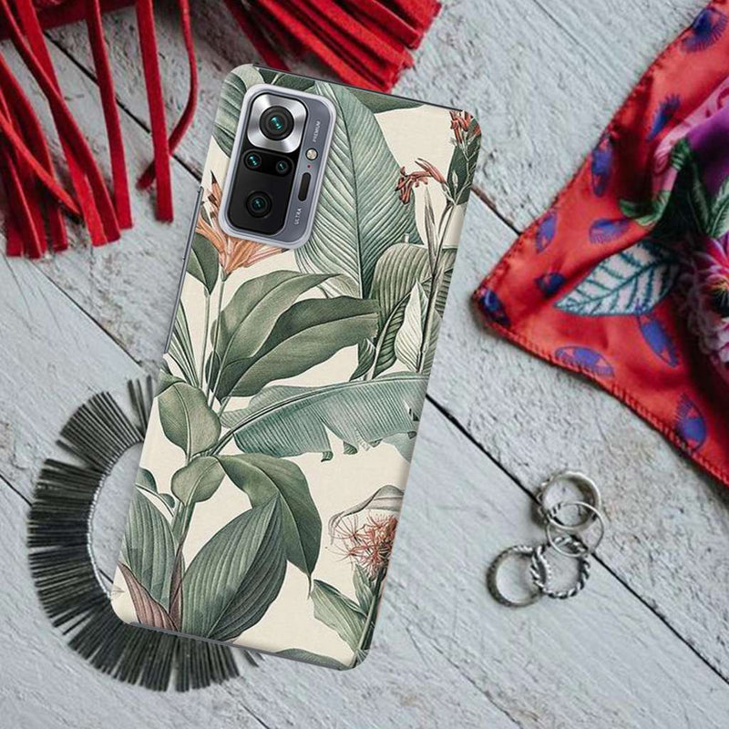 Green Leafs Printed Slim Cases and Cover for Redmi Note 10 Pro