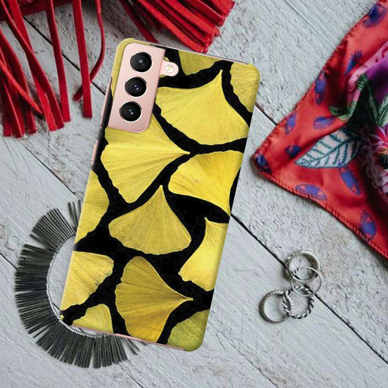 Yellow Leafs Printed Slim Cases and Cover for Galaxy S21 Plus