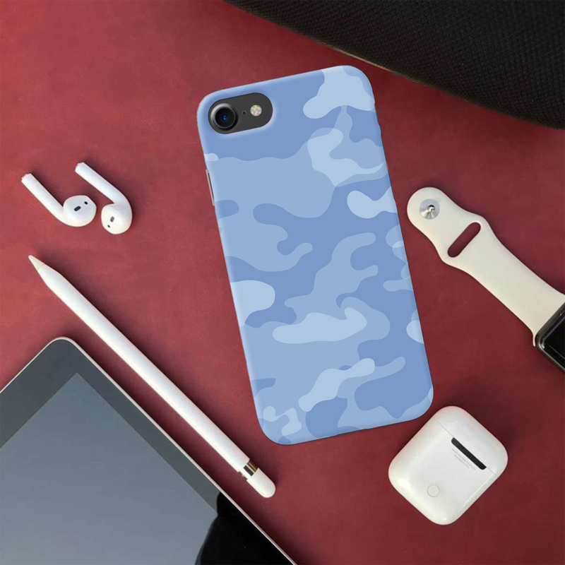 Blue and White Camouflage Printed Slim Cases and Cover for iPhone 8