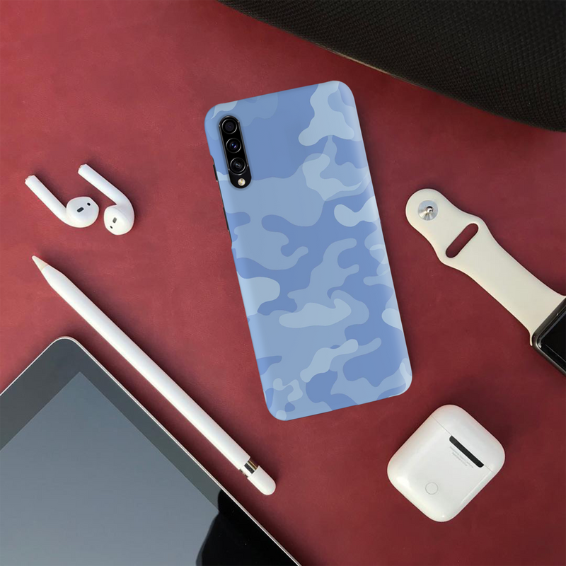 Blue and White Camouflage Printed Slim Cases and Cover for Galaxy A30S