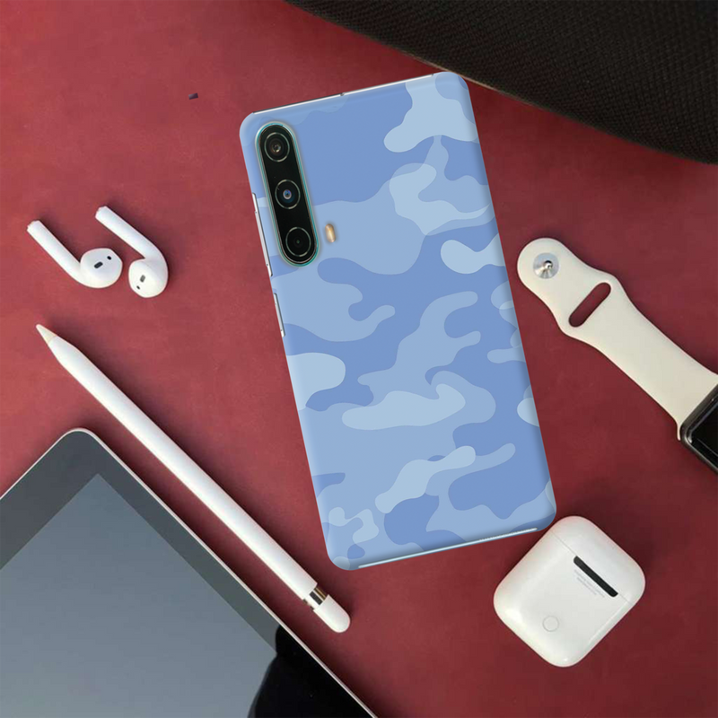 Blue and White Camouflage Printed Slim Cases and Cover for OnePlus Nord CE 5G