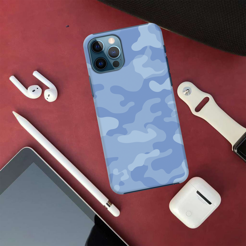 Blue and White Camouflage Printed Slim Cases and Cover for iPhone 12 Pro Max