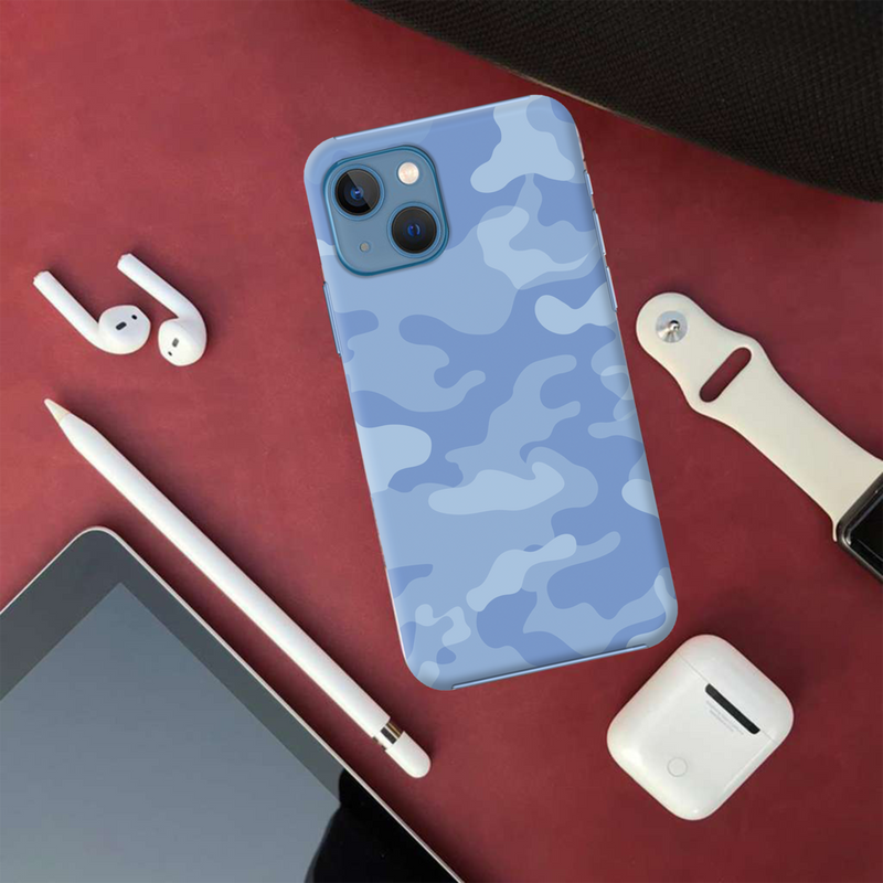 Blue and White Camouflage Printed Slim Cases and Cover for iPhone 13