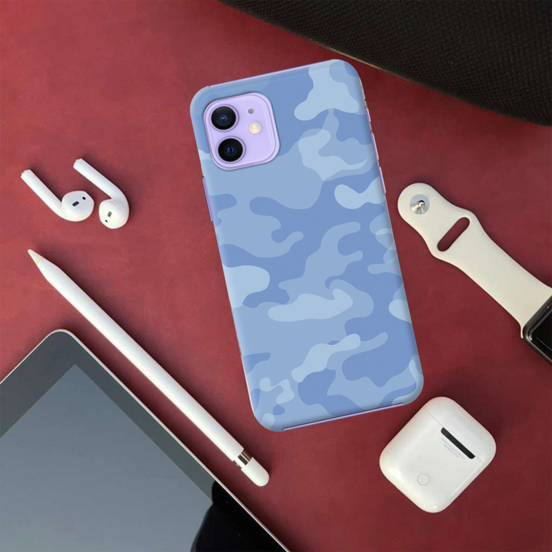 Blue and White Camouflage Printed Slim Cases and Cover for iPhone 12 Mini