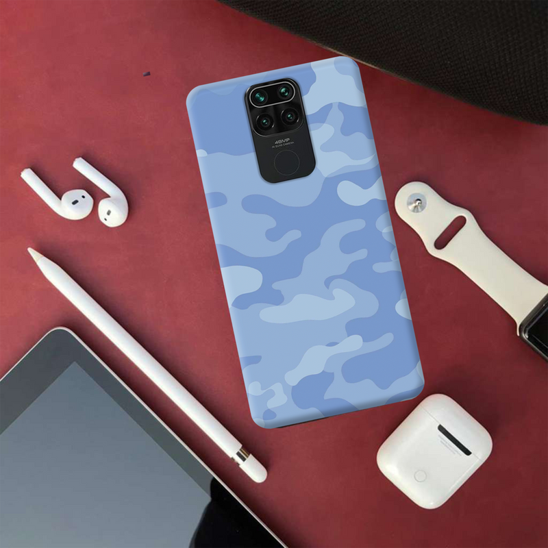 Blue and White Camouflage Printed Slim Cases and Cover for Redmi Note 9