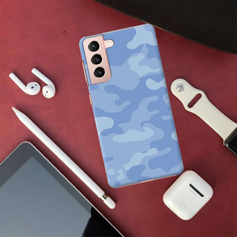 Blue and White Camouflage Printed Slim Cases and Cover for Galaxy S21