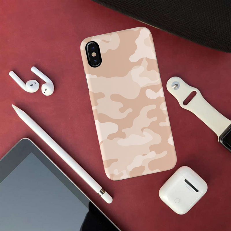 Cream and White Camouflage Printed Slim Cases and Cover for iPhone XS