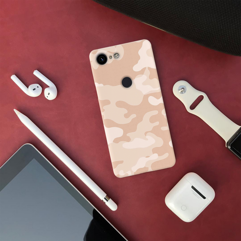 Cream and White Camouflage Printed Slim Cases and Cover for Pixel 3