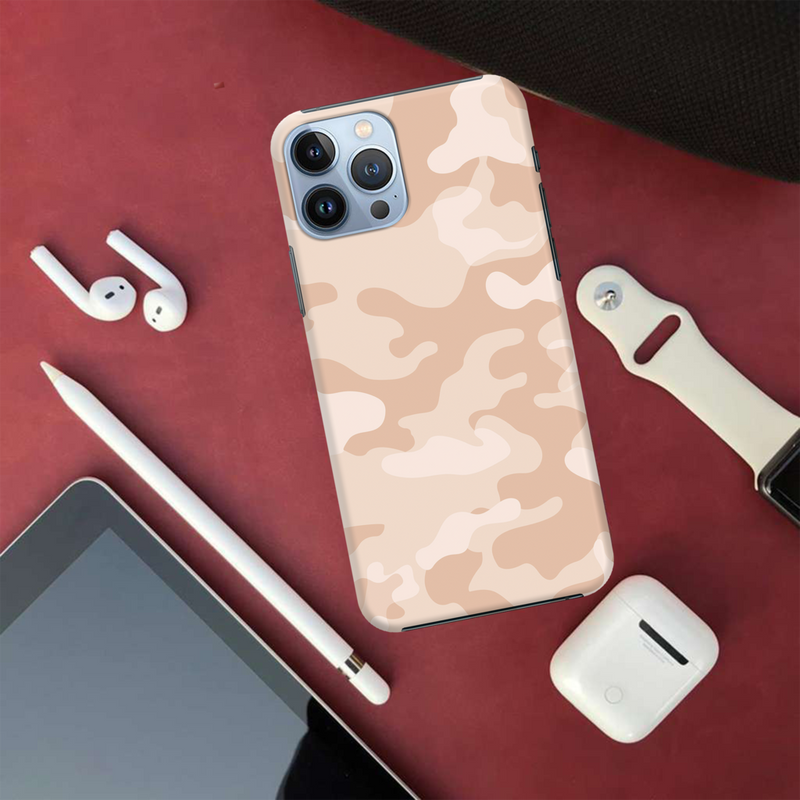 Cream and White Camouflage Printed Slim Cases and Cover for iPhone 13 Pro
