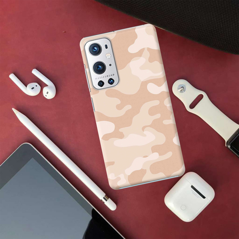 Cream and White Camouflage Printed Slim Cases and Cover for OnePlus 9R