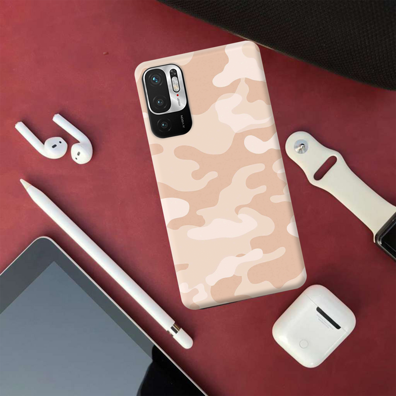Cream and White Camouflage Printed Slim Cases and Cover for Redmi Note 10T