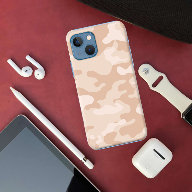 Cream and White Camouflage Printed Slim Cases and Cover for iPhone 13