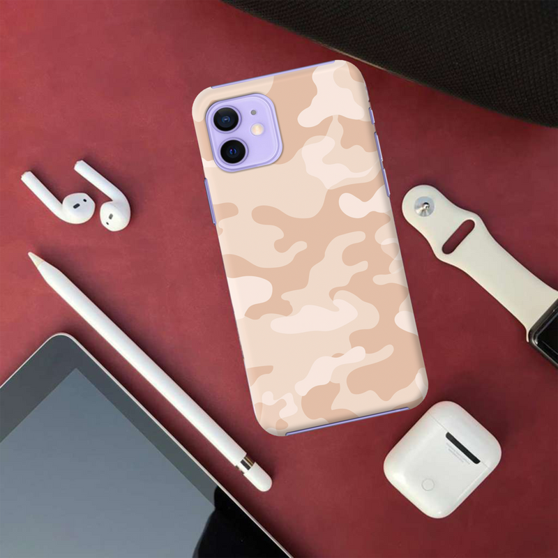 Cream and White Camouflage Printed Slim Cases and Cover for iPhone 12 Mini