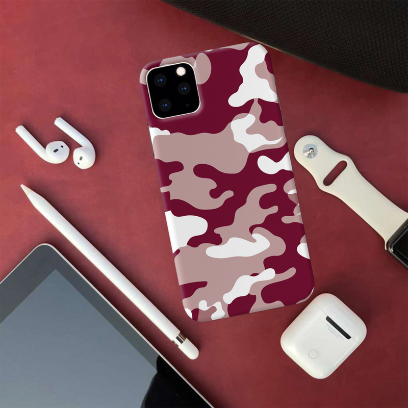 Maroon and White Camouflage Printed Slim Cases and Cover for iPhone 11 Pro