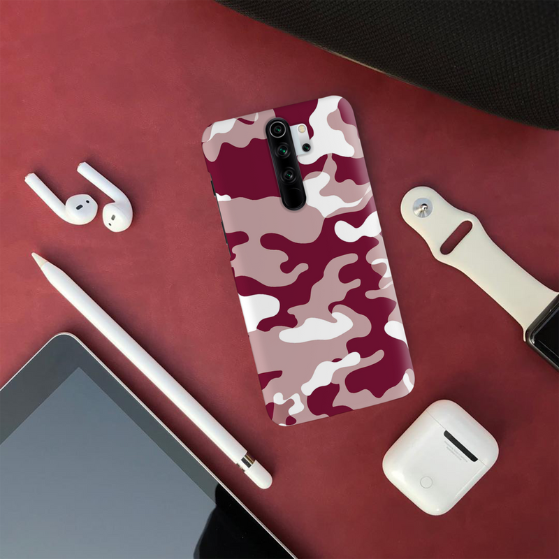 Maroon and White Camouflage Printed Slim Cases and Cover for Redmi Note 8 Pro