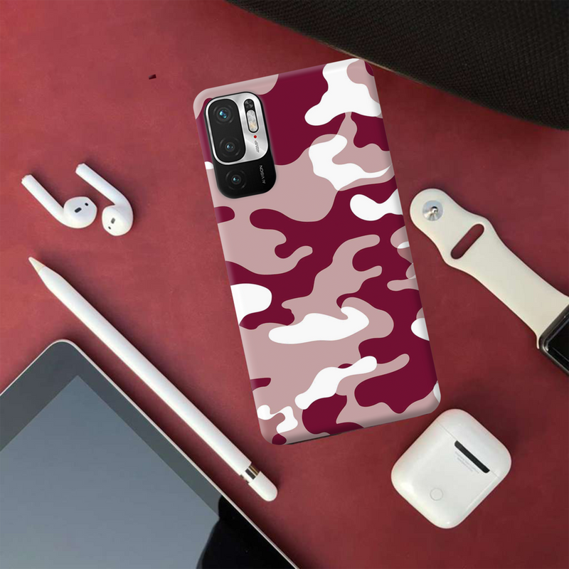 Maroon and White Camouflage Printed Slim Cases and Cover for Redmi Note 10T