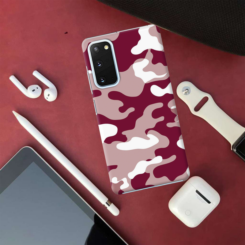 Maroon and White Camouflage Printed Slim Cases and Cover for Galaxy S20 Plus