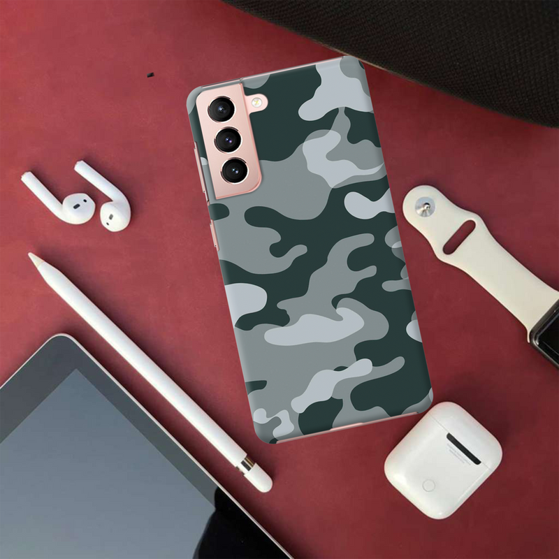 Olive Green and White Camouflage Printed Slim Cases and Cover for Galaxy S21