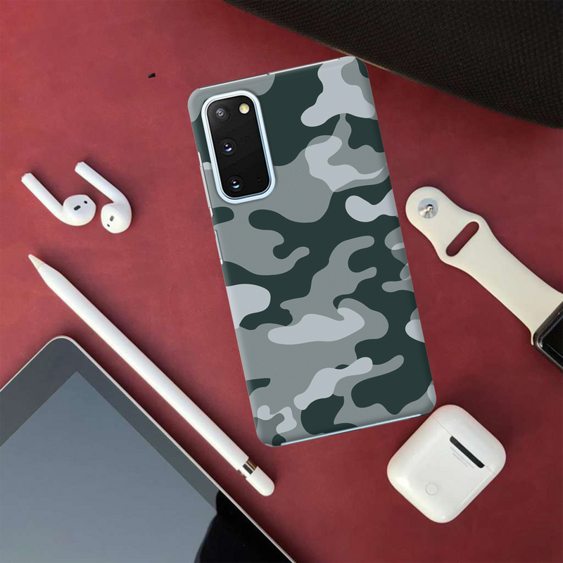 Olive Green and White Camouflage Printed Slim Cases and Cover for Galaxy S20 Plus