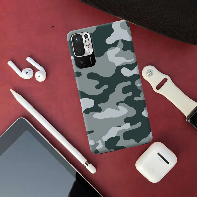 Olive Green and White Camouflage Printed Slim Cases and Cover for Redmi Note 10T