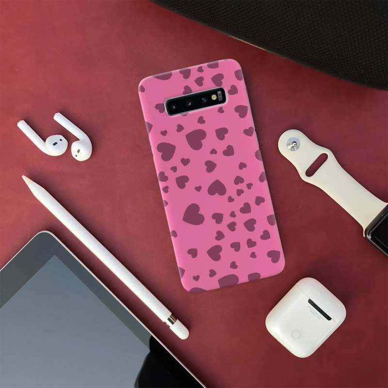 Pink Hearts Printed Slim Cases and Cover for Galaxy S10