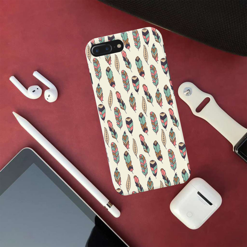 Feather pattern Printed Slim Cases and Cover for iPhone 8 Plus