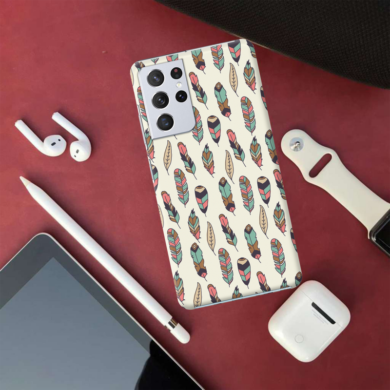 Feather pattern Printed Slim Cases and Cover for Galaxy S21 Ultra