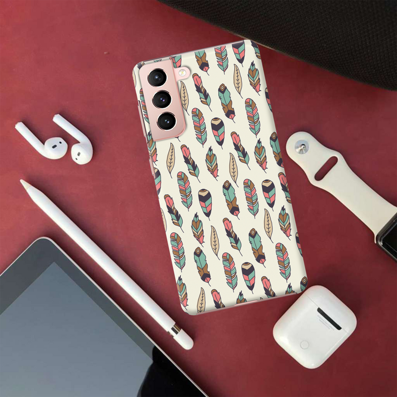Feather pattern Printed Slim Cases and Cover for Galaxy S21 Plus