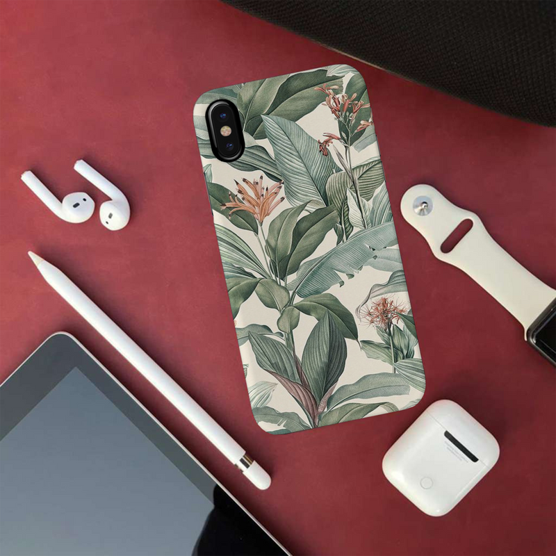 Green Leafs Printed Slim Cases and Cover for iPhone XS
