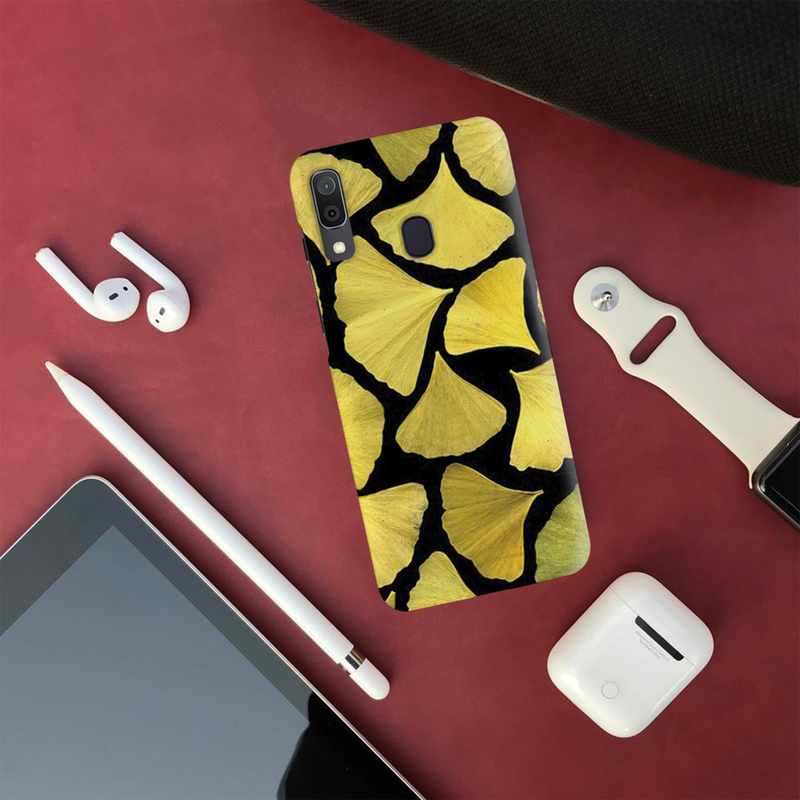 Yellow Leafs Printed Slim Cases and Cover for Galaxy A20