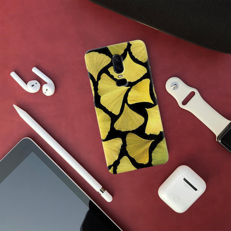 Yellow Leafs Printed Slim Cases and Cover for OnePlus 6