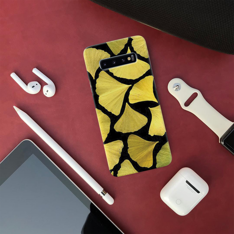 Yellow Leafs Printed Slim Cases and Cover for Galaxy S10