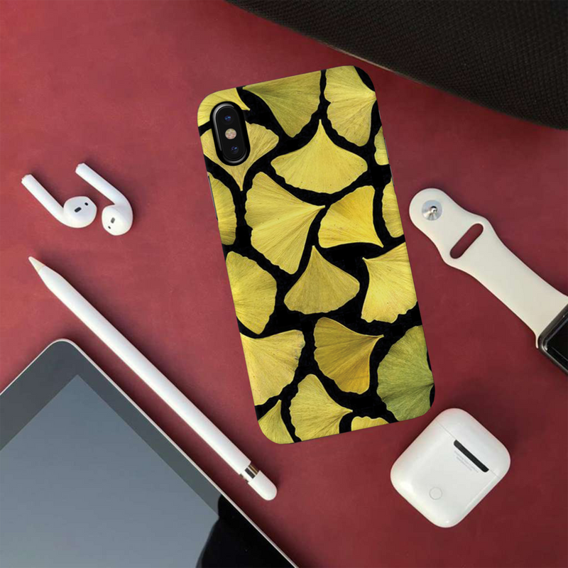 Yellow Leafs Printed Slim Cases and Cover for iPhone X