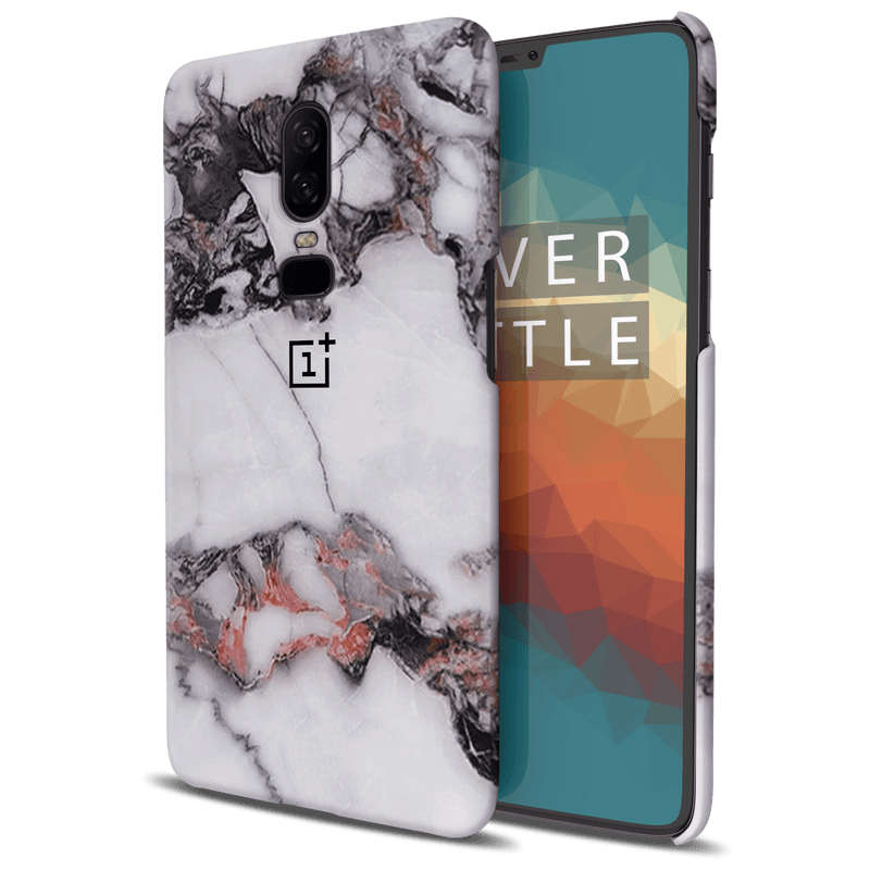 White & Black Marble Pattern Mobile Case Cover For Oneplus 6
